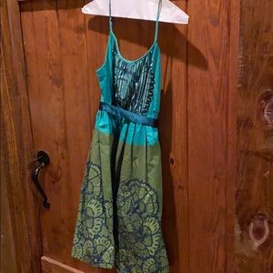 Aryeh Turquoise and Green Anthropologie Dress